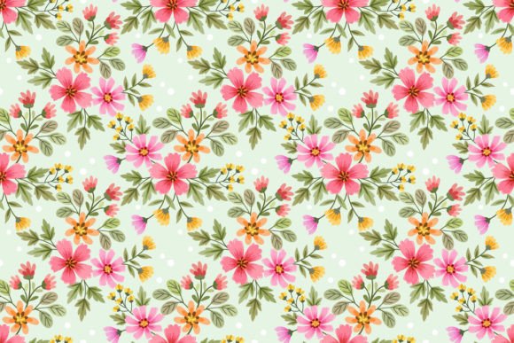 Download Sweet Pink Flower on Green Pattern. - Green pattern Collection