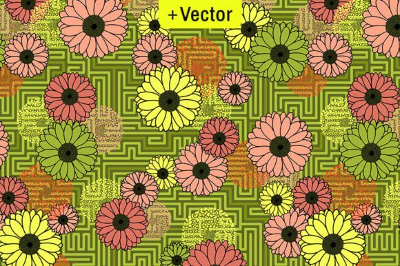 Download Funky Flowers Clash Sage Green Pattern - Green pattern Collection
