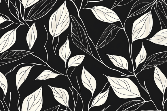 Download Black White Leaf Pattern - Premium Resources