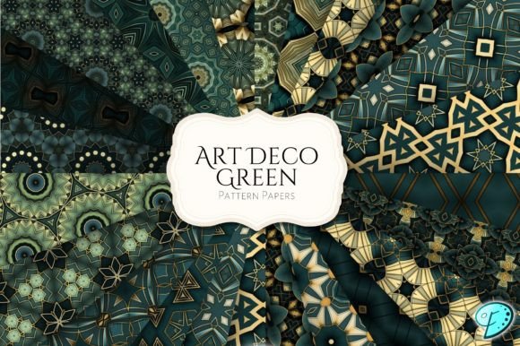 Download Art Deco Green Pattern Papers - Green pattern Collection
