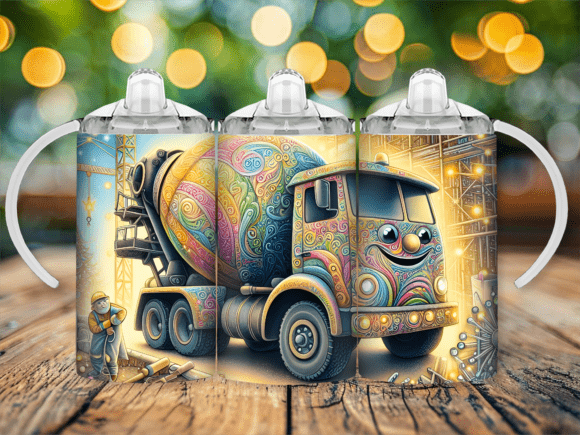 Download Cement Mixer Truck Sippy Cup Kid Tumbler - Cement Collection