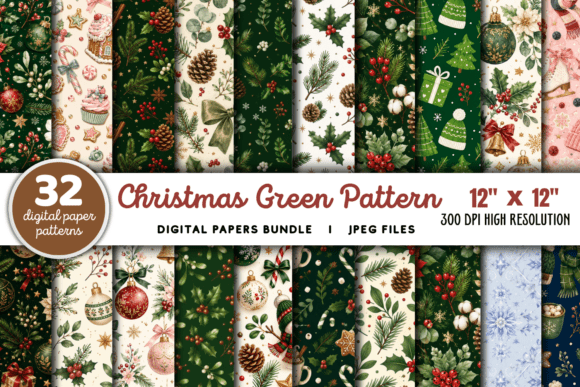 Download Christmas Green Pattern Bundle - Green pattern Collection