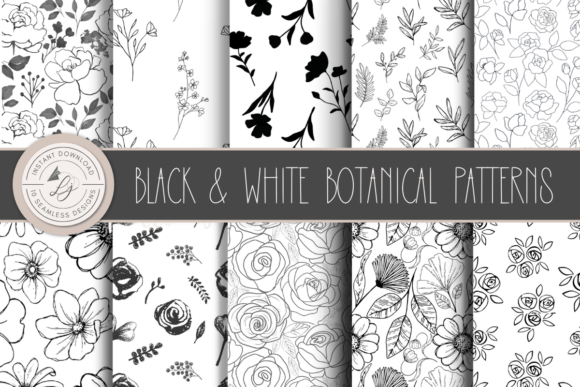 Download Black and White Seamless Floral Patterns - Seamless floral patterns Collection