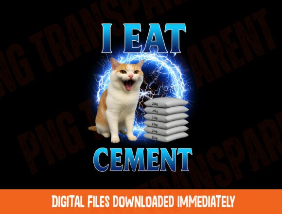 Download I Eat Cement Cat PNG, Funny Meme Shirt - Cement Collection