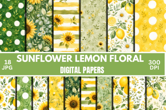 Download Summer Sunflower Patterns, Digital Paper - Flower pattern Collection