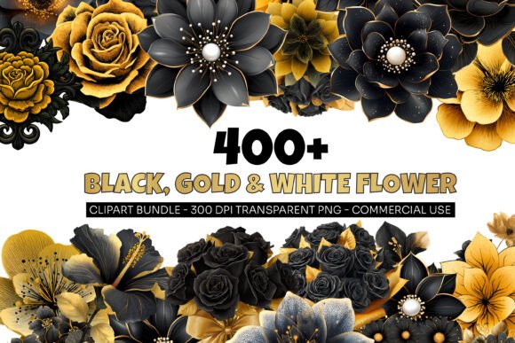Download 421 Golden Flower Clipart Bundle Png - Premium Resources