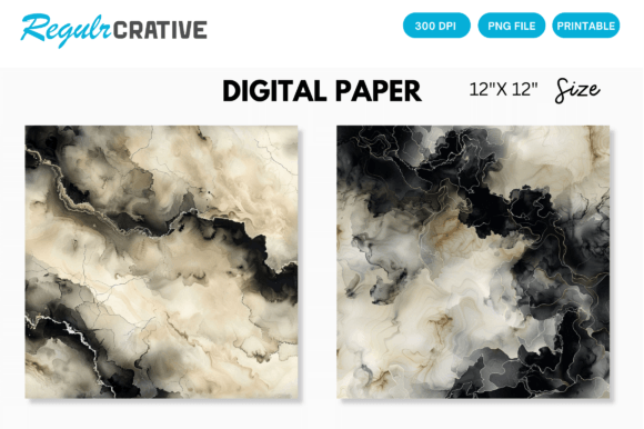 Download Ivory &amp; Black Alcohol Ink Digital Paper - Premium Bundle