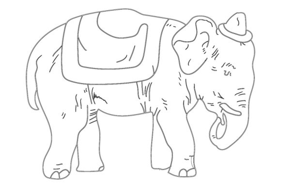 Download Outline Cute Elephant Wearing Circus Hat - Premium Resources
